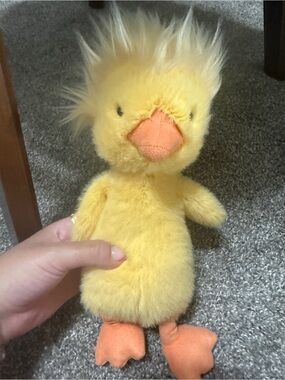 Plush Yellow Chick Stuffed Animal with Orange Beak and Feet jellycat dorit duck